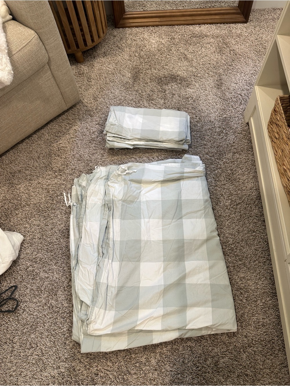 Ballard Designs gingham duvet King